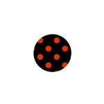 Polka Dots - Tangelo Orange on Black 1  Mini Button