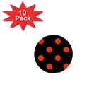 Polka Dots - Tangelo Orange on Black 1  Mini Button (10 pack)