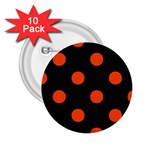 Polka Dots - Tangelo Orange on Black 2.25  Button (10 pack)