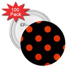 Polka Dots - Tangelo Orange on Black 2.25  Button (100 pack)