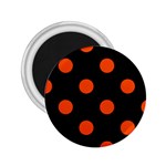 Polka Dots - Tangelo Orange on Black 2.25  Magnet