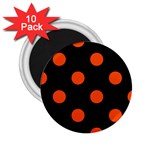 Polka Dots - Tangelo Orange on Black 2.25  Magnet (10 pack)