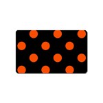 Polka Dots - Tangelo Orange on Black Magnet (Name Card)