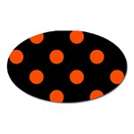 Polka Dots - Tangelo Orange on Black Magnet (Oval)