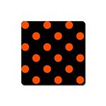 Polka Dots - Tangelo Orange on Black Magnet (Square)