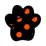 Polka Dots - Tangelo Orange on Black Magnet (Paw Print)