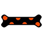 Polka Dots - Tangelo Orange on Black Magnet (Dog Bone)