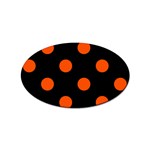 Polka Dots - Tangelo Orange on Black Sticker (Oval)