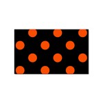 Polka Dots - Tangelo Orange on Black Sticker (Rectangular)