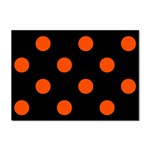 Polka Dots - Tangelo Orange on Black Sticker A4 (10 pack)