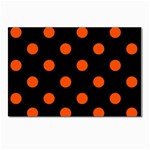 Polka Dots - Tangelo Orange on Black Postcard 4  x 6 