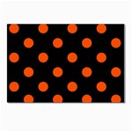 Polka Dots - Tangelo Orange on Black Postcard 5  x 7 