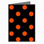 Polka Dots - Tangelo Orange on Black Greeting Card