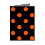 Polka Dots - Tangelo Orange on Black Mini Greeting Card