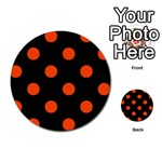 Polka Dots - Tangelo Orange on Black Multi-purpose Cards (Round)