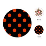 Polka Dots - Tangelo Orange on Black Playing Cards (Round)