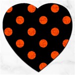 Polka Dots - Tangelo Orange on Black Jigsaw Puzzle (Heart)