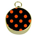 Polka Dots - Tangelo Orange on Black Gold Compass