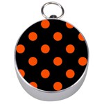 Polka Dots - Tangelo Orange on Black Silver Compass