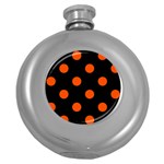 Polka Dots - Tangelo Orange on Black Hip Flask (5 oz)