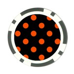 Polka Dots - Tangelo Orange on Black Poker Chip Card Guard