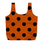 Polka Dots - Black on Burnt Orange Full Print Recycle Bag (L)