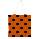 Polka Dots - Black on Burnt Orange Grocery Light Tote Bag