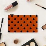 Polka Dots - Black on Burnt Orange Cosmetic Bag (S)