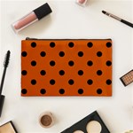 Polka Dots - Black on Burnt Orange Cosmetic Bag (M)