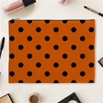 Polka Dots - Black on Burnt Orange Cosmetic Bag (XL)