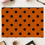 Polka Dots - Black on Burnt Orange Cosmetic Bag (XXXL)