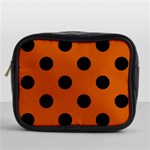 Polka Dots - Black on Burnt Orange Mini Toiletries Bag (One Side)