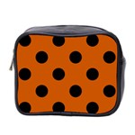 Polka Dots - Black on Burnt Orange Mini Toiletries Bag (Two Sides)