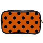 Polka Dots - Black on Burnt Orange Toiletries Bag (Two Sides)