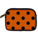 Polka Dots - Black on Burnt Orange Digital Camera Leather Case