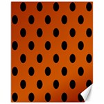 Polka Dots - Black on Burnt Orange Canvas 11  x 14 