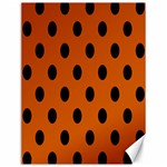 Polka Dots - Black on Burnt Orange Canvas 12  x 16 