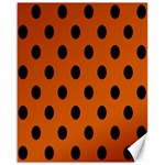 Polka Dots - Black on Burnt Orange Canvas 16  x 20 