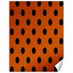 Polka Dots - Black on Burnt Orange Canvas 18  x 24 