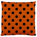 Polka Dots - Black on Burnt Orange Large Cushion Case (One Side)