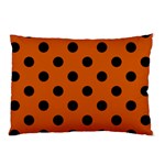 Polka Dots - Black on Burnt Orange Pillow Case (One Side)