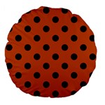 Polka Dots - Black on Burnt Orange Large 18  Premium Flano Round Cushion