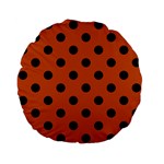 Polka Dots - Black on Burnt Orange Standard 15  Premium Flano Round Cushion