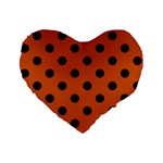 Polka Dots - Black on Burnt Orange Standard 16  Premium Flano Heart Shape Cushion