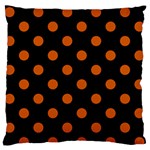 Polka Dots - Burnt Orange on Black Large Flano Cushion Case (One Side)