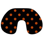 Polka Dots - Burnt Orange on Black Travel Neck Pillow