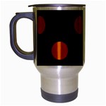 Polka Dots - Burnt Orange on Black Travel Mug (Silver Gray)