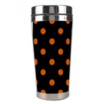 Polka Dots - Burnt Orange on Black Stainless Steel Travel Tumbler