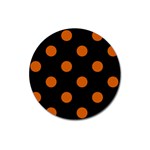 Polka Dots - Burnt Orange on Black Magnet 3  (Round)