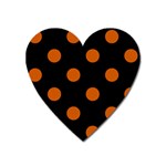 Polka Dots - Burnt Orange on Black Magnet (Heart)